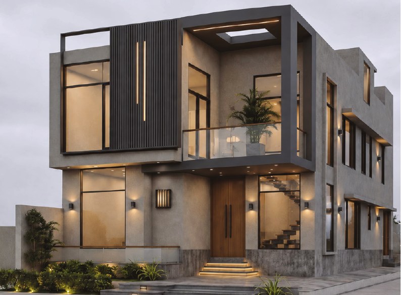 Contemporary SBN residence at dusk